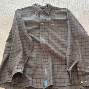 Greg Norman Collection Gray Plaid Button-Down Shirt